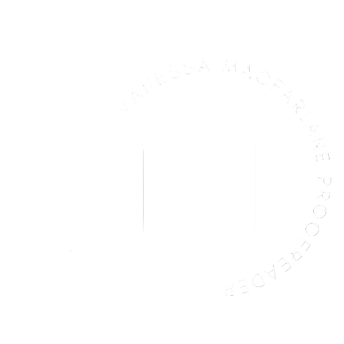 Logo for Vanessa the proofreader. Proofreader based in Zurich, Switzerland.

