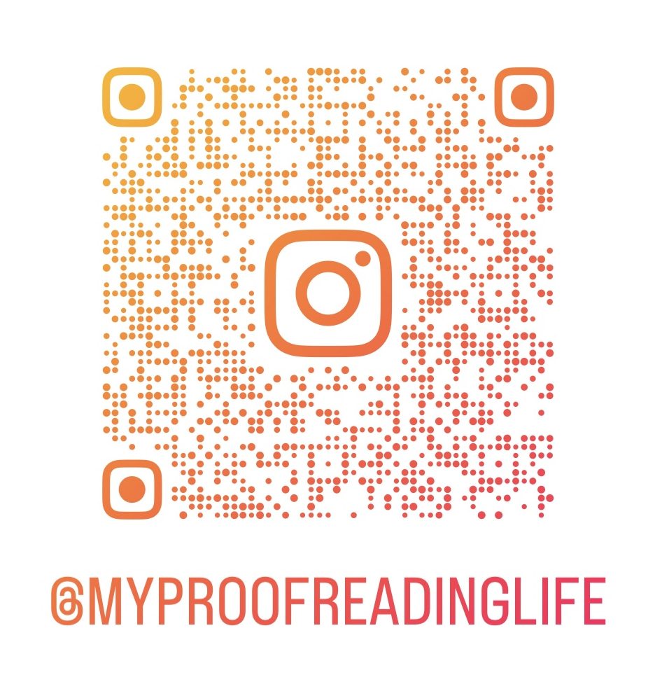 QR code for following Vanessa the Proofreader on Instagram.